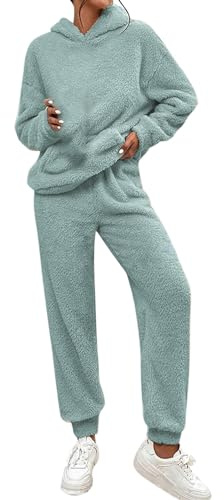 Tute Da Casa Donna Invernali Pile Calda Leggera Tuta In Peluche Curvy Casual Maglione Con Cappuccio E Pantaloni Set Coordinati Completo 2 Pezzi Morbida Complete In Ciniglia Pigiami Tute Calde Per Casa