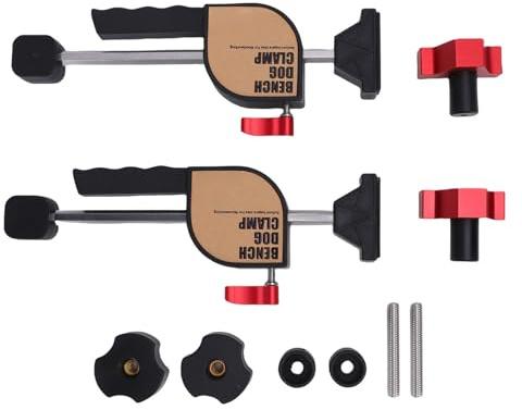 EMUKOEP Pince pour Chien D'établi 2 Pièces, Pince à Vis Réglable pour le Travail du Bois, Compatible avec les Trous pour Chien D'établi, éléments de Serrage, Sécurisez Vos Projets en