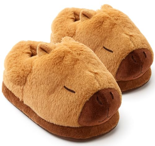 Knuffis Capybara Pantofole in peluche Calde Capybara Pantofole Donna Uomo Divertente Animale Slipper 37-45, Capybara, 37/45 EU