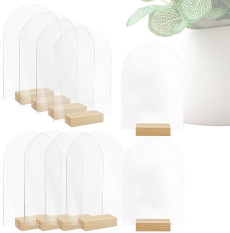 Lastre Acrilico Ařco - 5x7inch Set Trasparente | Superficie Liscia Resistente con Supporti Legno | DIY Carte Matrimonio Tavolo Segnaletica Azienda Decorazioni Festa Kit