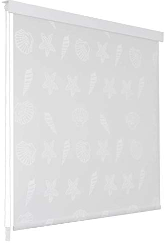 tidyard Duschrollo Wasserfest Duschvorhang Schnelltrocknend Badewannenvorhang Eva mit Aluminiumteilen Badvorhang für Bedezimmer - 140 x 240 cm Seesternmuster