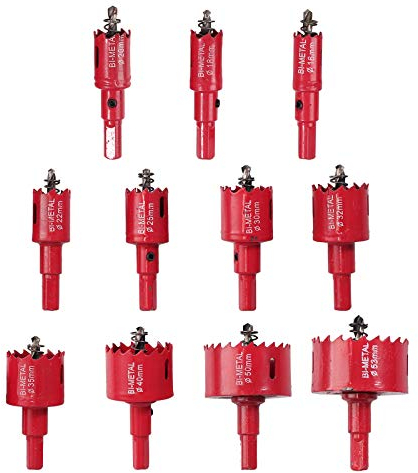 Proster Hole Saw Sets - Hole Cutter Set with 11 PCS Drill Bits 15-50mm Stainless High Speed Steel Metal Alloy Hole Saw for Wood Soft PVC Board and Plastic