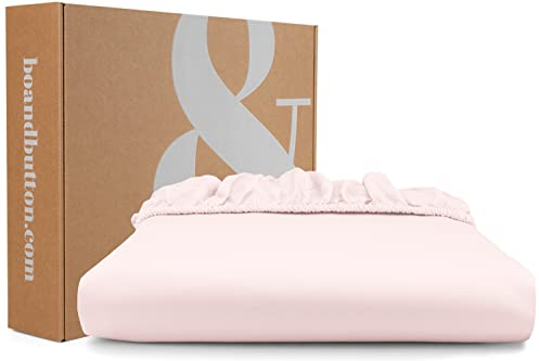bo&button® Mako Satin Spannbettlaken | Echte Bio Luxusqualität | ALLE GRÖßEN für Matratzen & Boxspringbett Topper | 100% Baumwolle, GOTS & Fairtrade | 140x200 cm, 30 cm Höhe, Blush Rosa