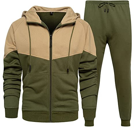 MANTORS Men's 2 Piece Workout Sets Warm Slim Fit Sweat Jogging Suit