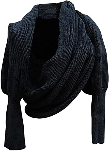 Sciarpa invernale calda lavorata a maglia con maniche – Moda Sciarpa lavorata a maglia Loop per uomo e donna – Maglione multifunzionale Top Wrap Shawl Cape