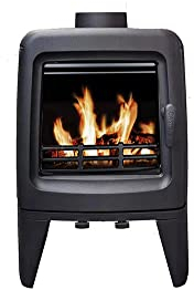 FUNDICIO - Stufa a legna in ghisa INA 5 kW | Design moderno, tripla combustione, vetro ceramico 750°, 100 m³ riscaldabili | Alta efficienza 78,8% | Certificata 4 stelle