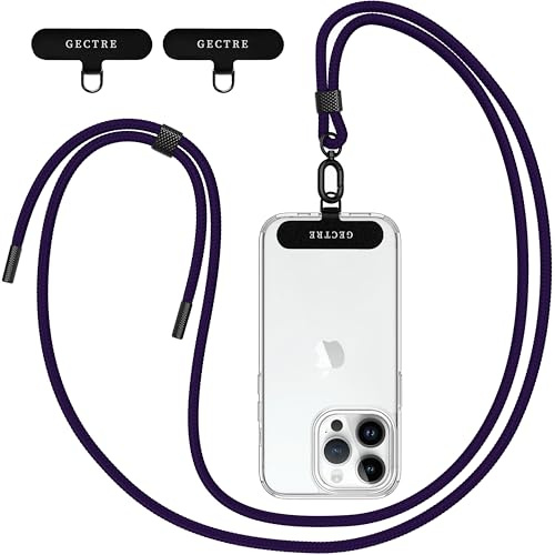 Gectre Handykette Universal, Geeignet für alle Smartphones, mit 2 Stück Universelles Patch, Handyband passend für alle Standard Handyhülle (Dunkelviolett)