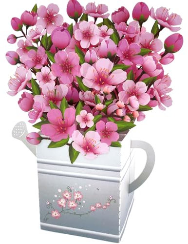 Hierein Pop Up Karte Geburtstag Kirschblüten, 3D Blumenkarte Geburtstagskarte Frau für Mama, Tante, Freundin, Pop Up Karte Blumen für Geburtstag, Gute Besserung, Danke, Ruhestand, Geschenke für Frauen