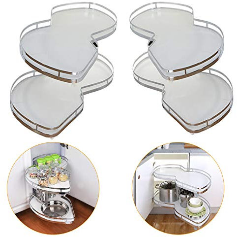 LAMEDOAT Eckschrank, Küchenschrank-Auszug, Nachrüstung, ausziehbares Regal, Organizer, Eck-Fliegende Untertasse, Ausziehkorb, für 900–1000 mm Schrank (rechts offen), weiß