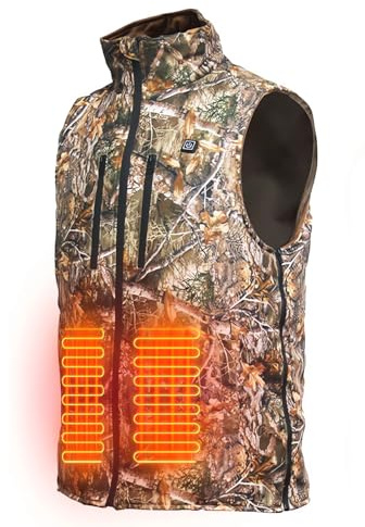 FYRTA Chaleco Calefactable Hombre, Chaleco Decaza Hombre, USB Eléctrico Chaleco Calefactor con 5 Zonas de Calefacción, Chaleco Termico para Camping, Caza y Pesca (Baterías Excluidas),Camo,L