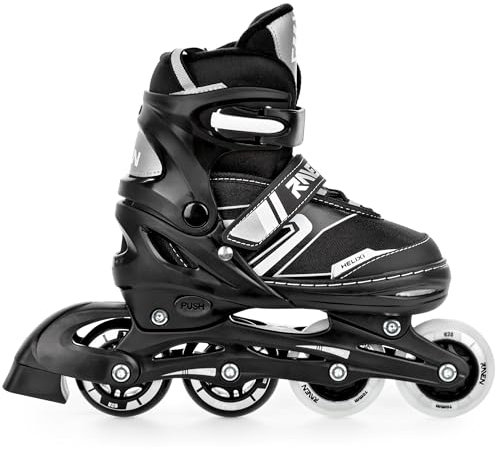 RAVEN Pattini in linea Inline Skates per bambini e adulti regolabili (Helixi Black/Grey, 30-33 (18cm-20cm))