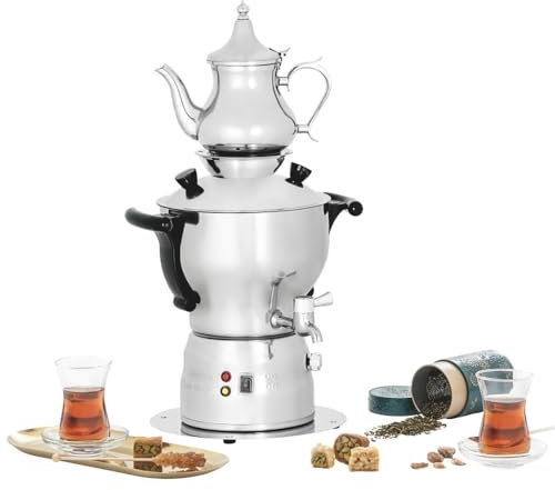 MBH - Samovar Profesional 3L para Hostelería. Hervidor de Agua Industrial con Tetera de Acero Inoxidable