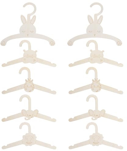 Confezione da 10 grucce antiscivolo in legno per neonati, per bambini piccoli, gilet, camicette e pantaloni
