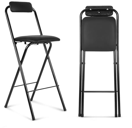 Thyle 1 Pcs Folding Bar Stool with Backrest Counter Height Seat,24 Inch