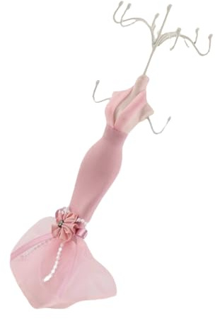 Yctze Chic Model Dress High -Heeled Shoes Earring Halsband Ring Smyckeshållare Stand Display - Smyckesorganisatör för Barn och Damer - Pink Mannequin Jewelry Stand (Mock-up-modell) (Liten modell)