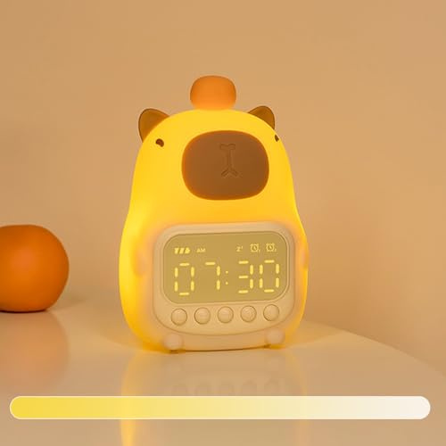 BAKENLON Capybara, sveglia da comodino con luce notturna, luce notturna Capybara con display digitale a LED, ricaricabile, versatile, orologio digitale da comodino, per bambini e adulti