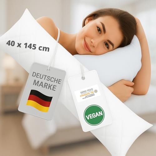 VELORA® ergonomisches Seitenschläferkissen [40x145 cm] – veganes Schwangerschaftskissen [klimaregulierend] – Seitenschläferkissen Made IN Europe [ÖKO TEX 100]