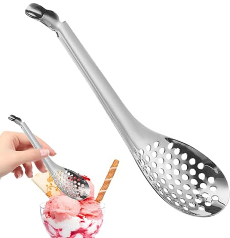 Cuchara De Esferificación - Colador Dorado 17 X 4.3 Cm, Cuchara De Cocina Molecular, Colador De Metal Duradero Con Bordes Lisos Y Diseño Fácil De Limpiar | Accesorio De Gadget De Cocina Para