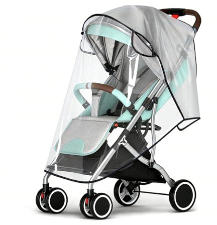 Funda universal para la lluvia para cochecito, cubierta transparente para la lluvia para cochecito, cubierta de lluvia para cochecito, impermeable y transpirable, protege del sol, polvo y nieve