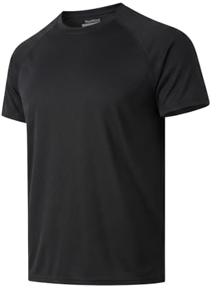 VanKee Camiseta Deporte Hombre Secado Rápido Transpirable Camisetas Manga Corta Ligero elástico T-Shirts UV Protección Solar tee Clásico Cuello Redondo para Gimnasio Running Fitness