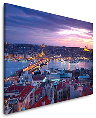 Paul Sinus Art Istanbul Sonnenuntergang 120x 80cm Inspirierende Fotokunst in Museums-Qualität für Ihr Zuhause als Wandbild auf Leinwand in