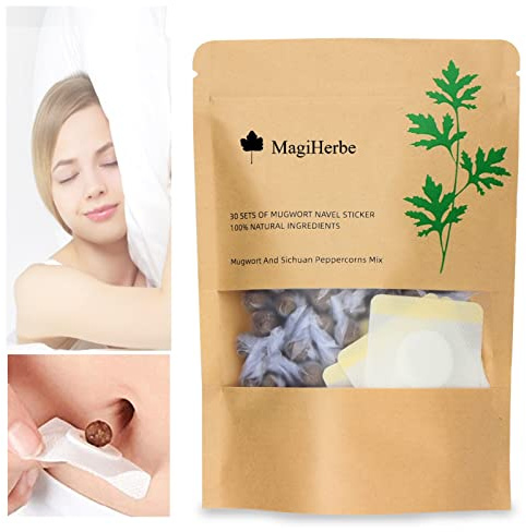 MagiHerbe Mugwort Navel Sticker,30PCS Wormwood Essence Pills and 30PCS Belly Patch for Men and Women