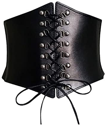 Bamboopack Cintura corsetto da donna elastica cintura in vita con lacci legata cintura corsetto per abiti da donna (nero) (FBA-HYYE83853), Nero , M