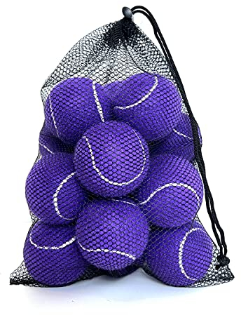 HPWFHPLF Tennisbollar, 12-pack träningtennisbollar för nybörjare, träning spela tennisbollar för hundar, levereras med bärväska i nät (lila)