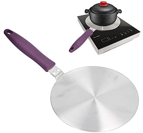 Edelstahl Induktions Adapterplatte mit Anti-Verbrühungs Griff, Hitze Diffusor Induktions Platte Hitzeverteiler Ringplatte Zwischenplatte für Gas, Elektro, Induktions Kocher(22)