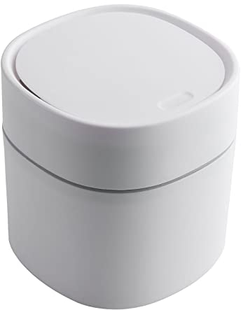 GOCUODE Mini Cestino da Tavolo,Cestino Spazzatura con Coperchio,Piccolo Cestino per Camere da Letto, Sale da Pranzo, Bagni, Uffici ECC. (Bianco)