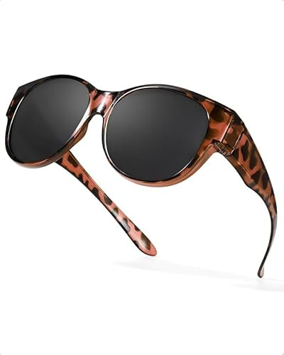 LVIOE Sonnenbrille für brillenträger Damen Runde Fit-over Überbrille mit UV-Schutz