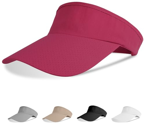 Aomig Cappelli con Parasole, Berretto da Tennis da Golf Visor Sportive Cappello per Donna Uomo, Cappellino con Visiera da Tennis Regolabile Visiera Sole per Ciclismo Corsa Pesca(Rosa Rossa)