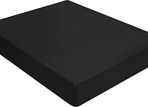 PiccoCasa Spannbettlaken 200x200 cm - Weichen Spannbetttuch für Boxspringbetten Dicke Matratzen bis zu 35 cm - Gebürstete Mikrofaser Bettlaken - Schwarz 200x200x35cm