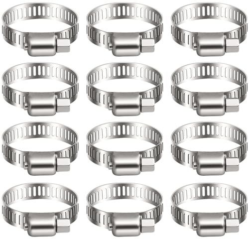 Litensh 12 pezzi Fascette stringitubo in acciaio inox, 13-19mm morsetti per tubi a vite senza fine, morsetto per tubi, tubo del carburante, morsetto per tubazioni idrauliche, piscine, auto