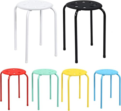 FANTASK Lot de 6 tabourets empilables - 44,5 cm de Haut - Colorés - pour Bureau et Salle à Manger - en métal - pour la Maison