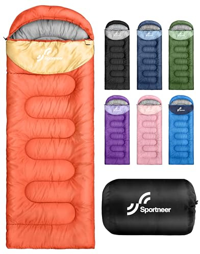 Sacco a Pelo, Sportneer 220×80cm Sacchi a Pelo 3-4 Stagioni Campeggio Singola Leggero Impermeabile Portatile per Adulti Campeggio Alpinismo Trekking Viaggi Escursionismo