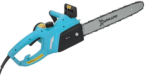 DURHAND 2000W Powerful Electric Chainsaw, 16 Aluminium Blade Portable Corded Chain Saw, 7250rpm Chain Saw for Garden Tree Pruning, 13m/s Chain Speed Auto Chain Lubrication to Cut Wood, Blue
