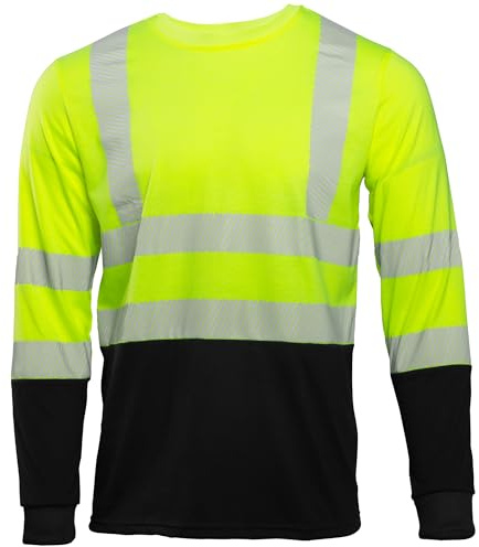Högert Technik - Camiseta de Manga Larga de Alta Visibilidad Amarilla de Trabajo Camiseta de Alta Visibilidad con Bandas Reflectantes Transpirable Ropa de Seguridad