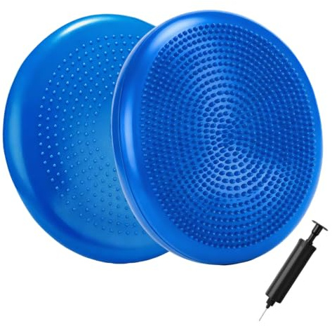 Inflated Wobble Cushion, 34CM Air Stability Cushion Balance Board with Pump Balance Cushion for Physio, Posture & Fitness, Wobble Cushion Wiggle Seat for Office School Home Equipment