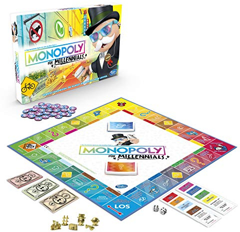 Hasbro Gaming Monopoly E4989100 Monopoly Millennials Partyspiel, deutsche Sprachvariante, Multicolor