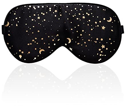 townssilk 100% Silk Sleep mask with Adjustable Strap,Comfortable and Super Soft Eye mask Ultimate Sleeping aid,blindford Golden Moon