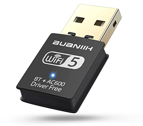 WiFi Adapter for Desktop PC,USB WiFi Adapter,Bluetooth&WiFi 2-in-1,Dual Band 600Mbps 2.4/5.8Ghz Wireless Network,Plug and Play, for PC/Laptop/Desktop,Support Win7/8/8.1/10/11