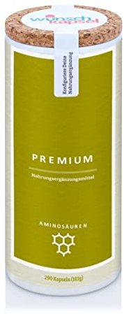 Wunschkapsel AMINOSÄUREN Premium Nahrungsergänzungsmittel für den optimierten Proteinhaushalt | Spirulina, Chlorella und Aminos | hohe Bioverfügbarkeit | 290 Kapseln aus deutscher Manufaktur