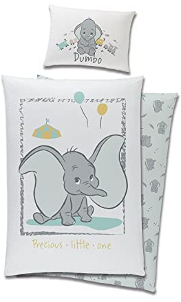 Carbotex Babybettwäsche Wendebettwäsche Disney Dumbo 100x135 cm + 40x60 cm 100% Baumwolle in Grün