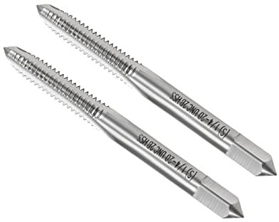 CoCud Rosca Fresado Machos, 1/4-20 UNC Rosca 2B, Alta Velocidad Acero Máquina 3 Flautas Rectos Tornillo Roscado Herramienta - (Aplicaciones: para Roscado Perforación Máquina), 2uds