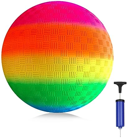 Bouncy Kickball Regenbogen Ball Kinder Spielball PVC Softball Wasserball Fußball Strandball für Drinnen und Draußen Saft und Durable Bouncy Ball für Kinder Geschenk- 8,3 Zoll