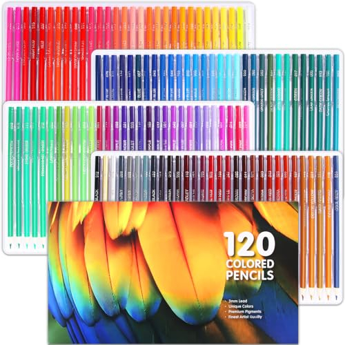 Cozii Set di 120 matite colorate professionali, set di matite colorate, perfetto per adulti e artisti per schizzi, ombreggiare e scarabocchiare