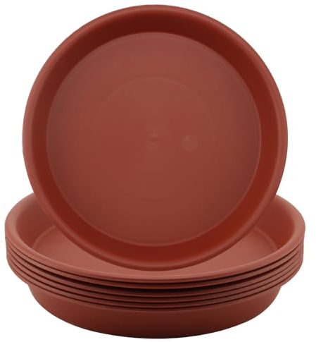 HAKZEON Lot de 10 soucoupes Rondes en Plastique de 30 cm pour Pot de Fleurs - pour intérieur et extérieur - Couleur Terre Cuite