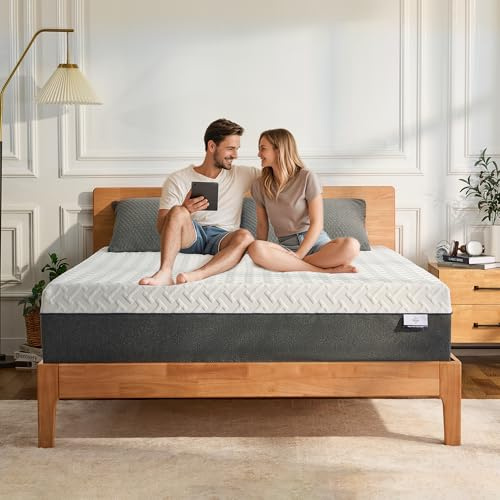 Gelsea 12 Inch Green Tea Memory Foam Mattress, Queen Memory Foam Mattress in a Box, Gel Infused Foam for Pressure Relief and Cool Sleep, CertiPUR-US Certified, Medium Firm