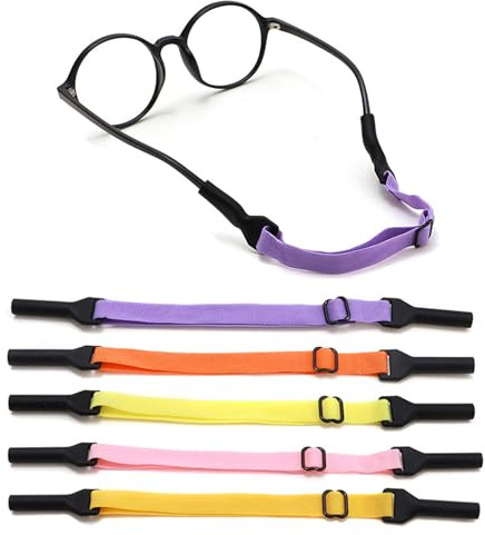 OPUGIT justerbart glasögonband 5 stycken halkfria glasögonband sport elastiska glasögonband för barn halkfritt för pojkar och flickor